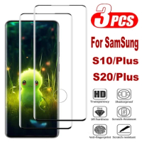 3Pcs Curved Ultrasonic Fingerprint Tempered Glass For Samsung Galaxy S10 + S20 + Plus 5G Screen Protector Glass Film