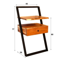 Nakas Laci Dinding Kayu Mahoni Kaki Besi Bisa Custome Ukuran 45x77x35 cm dengan Rak Atas dan Laci Ba