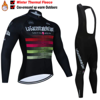 New Tour De Giro D'ITALIA Cycling Jersey Set Winter Thermal Fleece Long Sleeve Cycling Clothing MTB Bike Clothes Cycling Suit