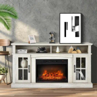 Electric Fireplace TV Stand for TVs Up to 65 Inches, 1400W Heater Insert with Remote Control, 6H Timer, 3-Level Flame