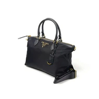 Tas PRADA RE-NYLON SAFFIANO GHW BLACK TOTE BAG WITH LS 100% ORIGINAL 28X14X20CM