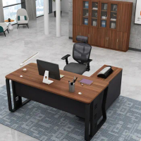 Boss's desk, president's desk, simple modern atmosphere, supervisor's desk, manager's office desk, office chair combination.