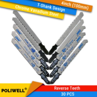 30PCS T101BR T-shank Reverse Teeth Cutting Saw Blades Reciprocating Saw Blade Set 4 Inch 100mm Jig Saw Blade for Woodworking