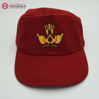 Topi SD Merah Polos Logo Sablon (Ukuran)