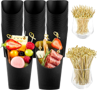 50 Sets 14 oz Charcuterie Cups with Sticks Kraft Paper White Charcuterie Boxes French Fry Holders In