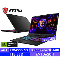 MSI微星 Katana 17 B13VEK-1065TW 17.3吋電競筆電(i7-13620H/16G/1TB SSD/RTX4050-6G/Win11)