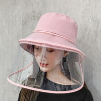 防飛沫帽 韓國漁夫帽帶可拆卸面罩防護帽子防飛沫遮臉隔離女生夏季防曬帽潮 夢藝家