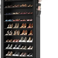 10 Tier Shoe Rack with Covers,Large Capacity Stackable Tall Shoe Shelf Storage to 50-55 Pairs Shoes