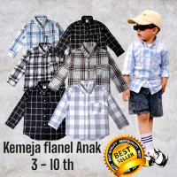 kemeja kotak kotak flanel anak umur 3-13 tahun hem anak kemej flanel anak lengan panjang Fashion