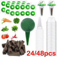 24/100Pcs Seed Pod Kit Reusable Hydroponic Pods Kit Hydroponic Garden Accessories Indoor Grow Kit with Lightproof Stickers Plant
