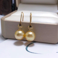 shilovem 18k yellow gold Natural freshwater pearls Drop Earrings fine Jewelry women trendy wedding plant new yze10-10.5999zz