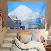 富士山日系背景布掛布床頭臥室裝飾直播背景墻房間宿舍墻面墻布大