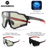 ROCKBROS Intelligent Liquid Crystal Photochromic Bike Glasses Polarized Discoloration Sports Cycling Eyewear Bicycle Sunglasses