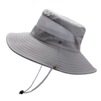 Summer Men Mesh Breathable Bucket Hat Anti-UV Fishing Hat Visors Foldable Panama Hat UV Protection W