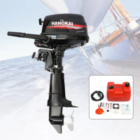 HANGKAI 6.5HP 4 Stroke Outboard Motor Marine Boat Engine W/ Water Cooling CDI System 123CC For Inflatable Boats Rubber Boats