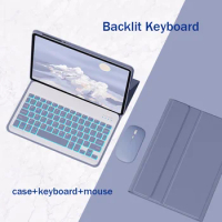 7 Color Backlit Keyboard Mouse Case for OPPO PAD Air 10.36 inch 2022 for OPPO Pad 11" Bluetooth Mouse Tablet Leather Flip Cover