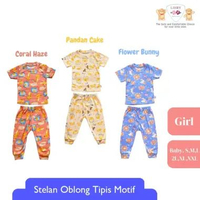 LIBBY Setelan Pendek Celana Panjang Cotton Rib Girl Play The Ground 1stel Baby Pandan Cake