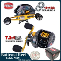 Professional PENN Baitcast Reel with 18+1 Bearings, 7.2:1 Gear Ratio, 15GK Max and 10-Speed Magnetic Brake System