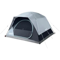 Coleman Skydome Camping Tent with LED Lights, Weatherproof 4/8 Person Family Tent Includes Pre-Attached Poles, Rainfly