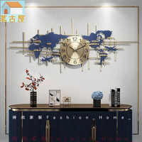地圖時鐘 北歐風掛鐘 靜音時鐘 金屬創意壁鐘 世界地圖時鐘 背景墻飾 時尚裝飾鐘錶 客廳餐廳墻壁掛飾 店面裝修 房間裝飾