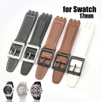 High Quality Genuine Leather for Swatch 17mm Watch Strap Pin Buckle Calfskin Leather Watchband Wrist Belt Watch Accessories