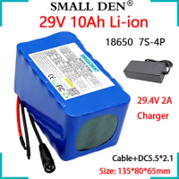 29V 10Ah 7S4P Lithium Battery Pack 18650 24V Electric Bicycle Motor/Scooter etc Rechargeable Cell with 15A BMS+29.4V 2A Charger