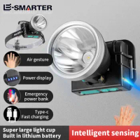 Intelligent Sensor LED Headlamp Rechargeable Head Lamps Flashlight 2* 18650 Battery Power Bank 500LM Outdoor Camping Headlight