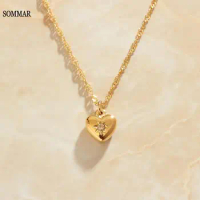 SOMMAR Xmas Gift 18KGP Gold plated necklace pendants for women heart Hexagram bead necklace Factory Wholesale