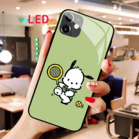 Luminous Tempered Glass phone case For Apple iphone 12 11 Pro Max XS mini POCHACCO Acoustic Control Protect LED Backlight cover