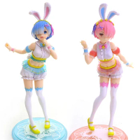 BANDAI Genuine Bulk Re:Life In A Different World From Zero Rem Ram Bunny Girl Bunny Ears Easter Dress Up Tabletop Decoration
