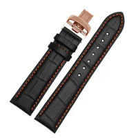 PCAVO Genuine leather watchband for Mido Multifort M005 Series M005930 wristband 23mm withstainless steel butterfly buckle