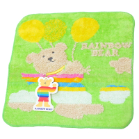 RAINBOW BEAR 日本製可愛小熊LOGO小方巾(氣球彩虹熊/粉綠)