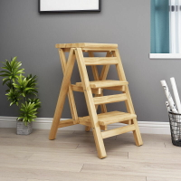 折疊梯實木折疊梯子家用室內凳子網紅家用梯腳踏凳梯子伸縮多功能