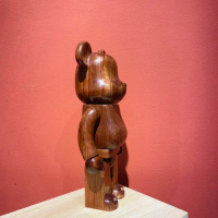 Handcrafted Wooden Bearbrick 400% 28cm: Showcasing the Artistry and Unique Texture of Brazilian Rosewood Bear-Shaped Collectible