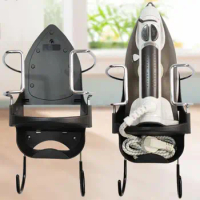 Wall Mouned Iron Stand Rack Space-Saving Iron Board Storage Hanging Hook Portable Ironing Board Holder Home Storage Supplies