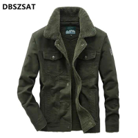 Plus Size Thick Military Jacket Men Cotton Winter Warm Fleece Multi-pockets Casual Jackets Fashion Air Force Flight Coats M-8XL