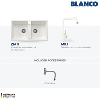 Kitchen Sink Bak Cuci Piring Granit 2 Lubang BLANCO Silgranit ZIA 9 - Paket Kitchen Sink dan Keran D