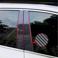 6Pcs Carbon Fiber Look Car Pillar Posts Door Window Stickers Trims Cover for Toyota Noah Voxy Esquire R80 2014-2021 Accessories