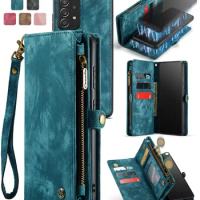 CaseMe Zipper Wallet Leather Case For Samsung Galaxy A13 A33 A12 A53 A22 A32 A30S A51 A52S A71 A72 A50S 4G 5G Phone Bag Cover