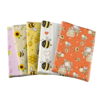 Cartoon Animal Bees Pattern Bullet Textured Liverpool Patchwork Tissue Kids home textile