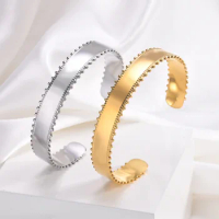 Vnox 11mm Plain Bangle for Women Men, Gold Plated Stainless Steel Cuff Bracelets, Classic Minimalist Open Bangle Gift