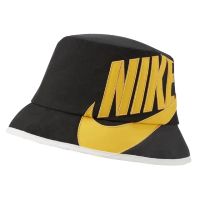 【NIKE 耐吉】帽子 NSW Bucket Hat 黑 黃 漁夫帽 遮陽帽 大Logo 防曬 休閒(DH2077-010)