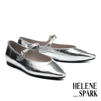 低跟鞋 HELENE_SPARK 簡約Classic H極柔金屬牛皮芭蕾低跟鞋－銀