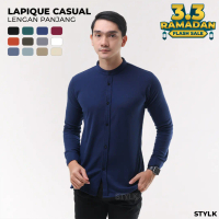 Stylelaki LAPIQUE - Kemeja Navy Pria Casual Lengan Panjang Slim Fit Anti Kusut Nyaman dan Lembut