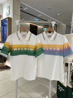【元素運動】韓國Malbon高爾夫服裝男裝夏新款Golf標志漸變色短袖T恤Polo衫