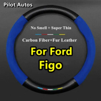 No Smell Thin Fur Leather Carbon Steering Wheel Cover For Ford Figo Aspire 2013 2014 2015 2016