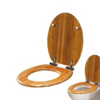 Wood Toilet Seat Cover Soft Close Wood Toilet Seat Shield With Stainless Steel Hinge Anti-pinch Slow Close Elongated Toilet Seat