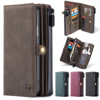 For Apple iPhone 12 Pro Max Vintage CaseMe Magnetic Detachable Cover Wallet Leather Case Card Pockets