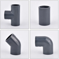 2Pcs 20 25 32 40 50mm Grey PVC Pipe Connector Straight Elbow Tee Aquarium Fish Tank Garden Irrigation Water Pipe Joint Fittings