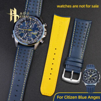 For CITIZEN Blue Angel Eco-Drive AT8020 JY8078 Eagle In The Air Genuine Cowhide Strap Leather Watch Band 22mm 23mm Arc Men